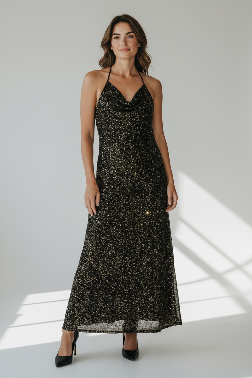 Vestido largo lentejuelas Aloha