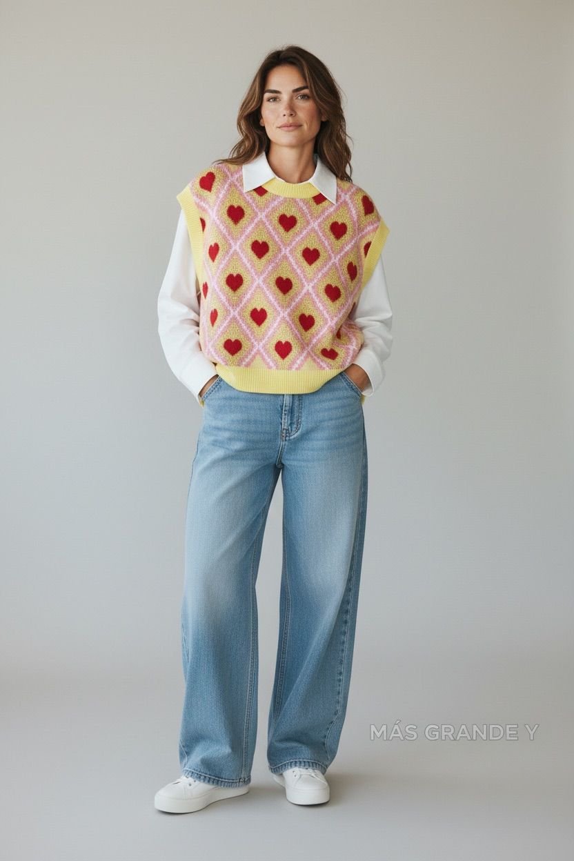 chaleco rombos corazones estrass aloha