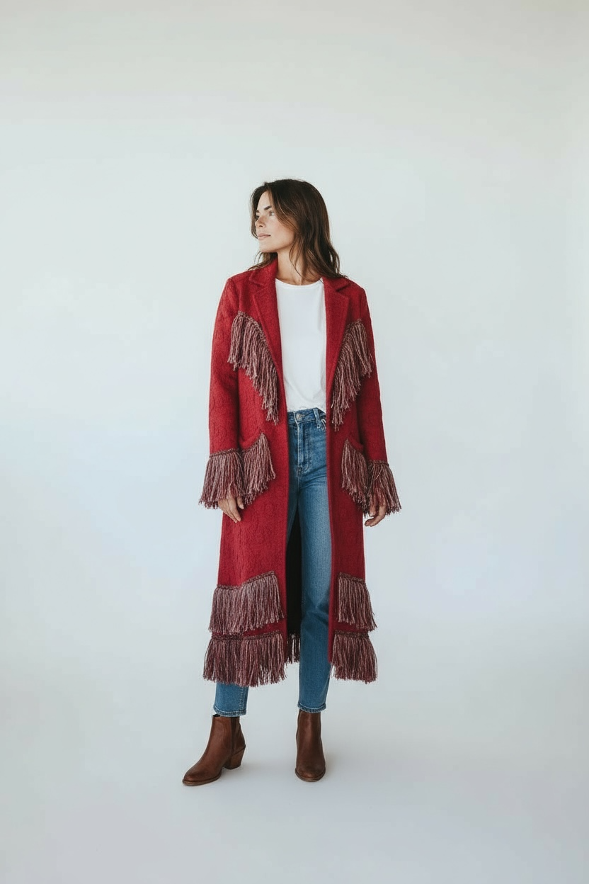 Chaqueta punto flecos aloha