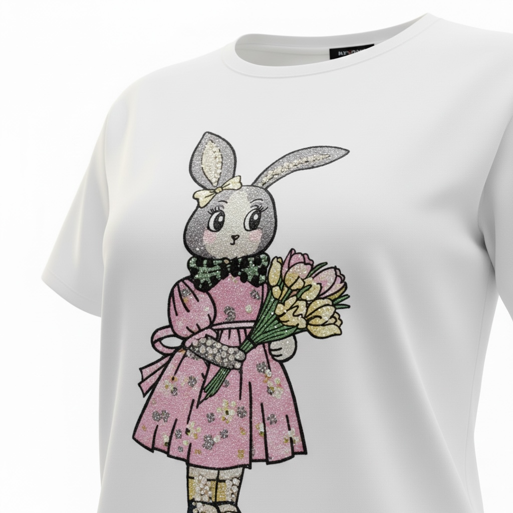 Camiseta bordada con conejo Aloha Moda - Imagen 6