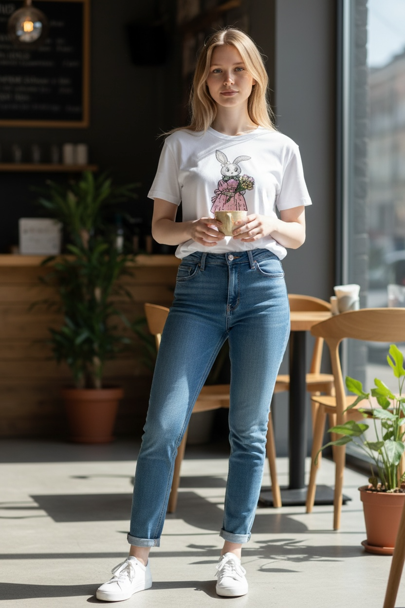 Camiseta bordada con conejo Aloha Moda - Imagen 7