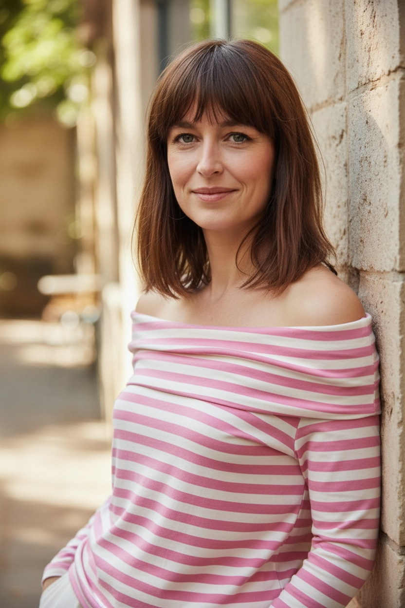 Camiseta escote bardot rayas Aloha