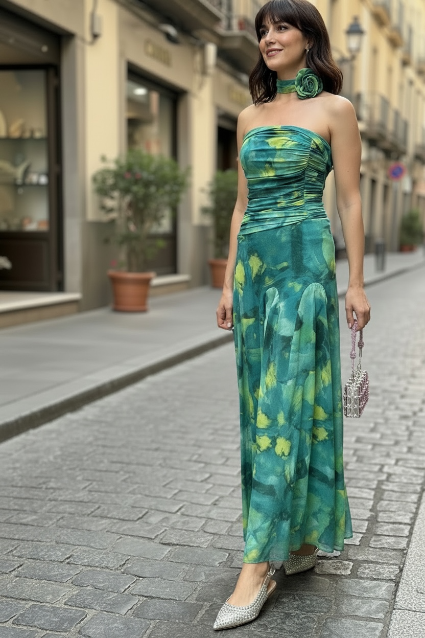 Vestido largo drapeado Aloha