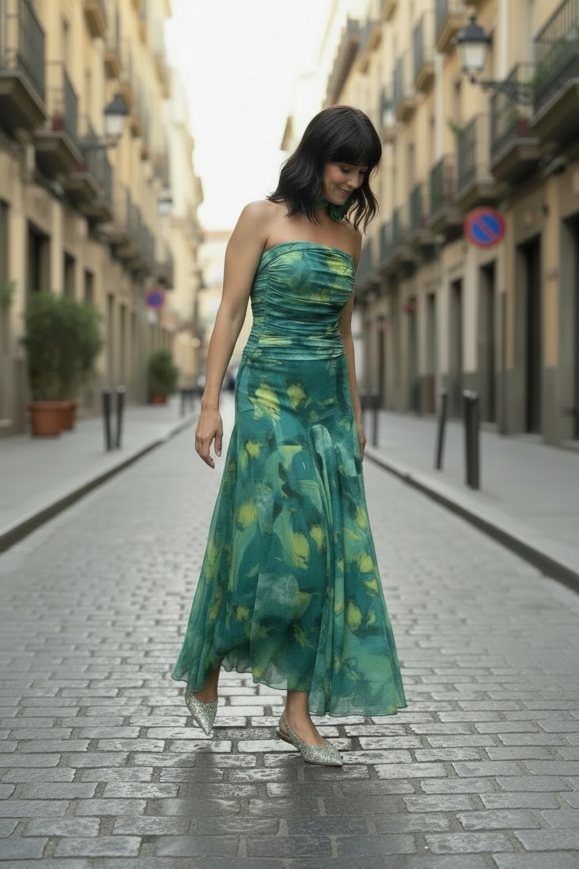 Vestido largo drapeado