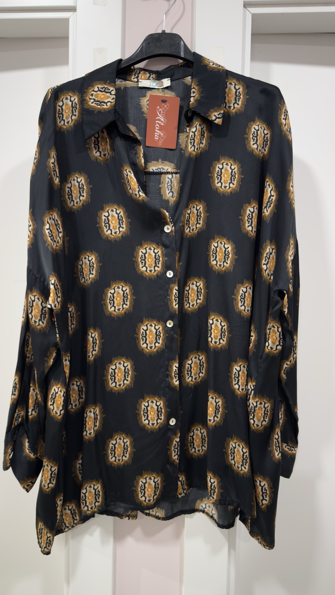 Camisa oversize estampada seda