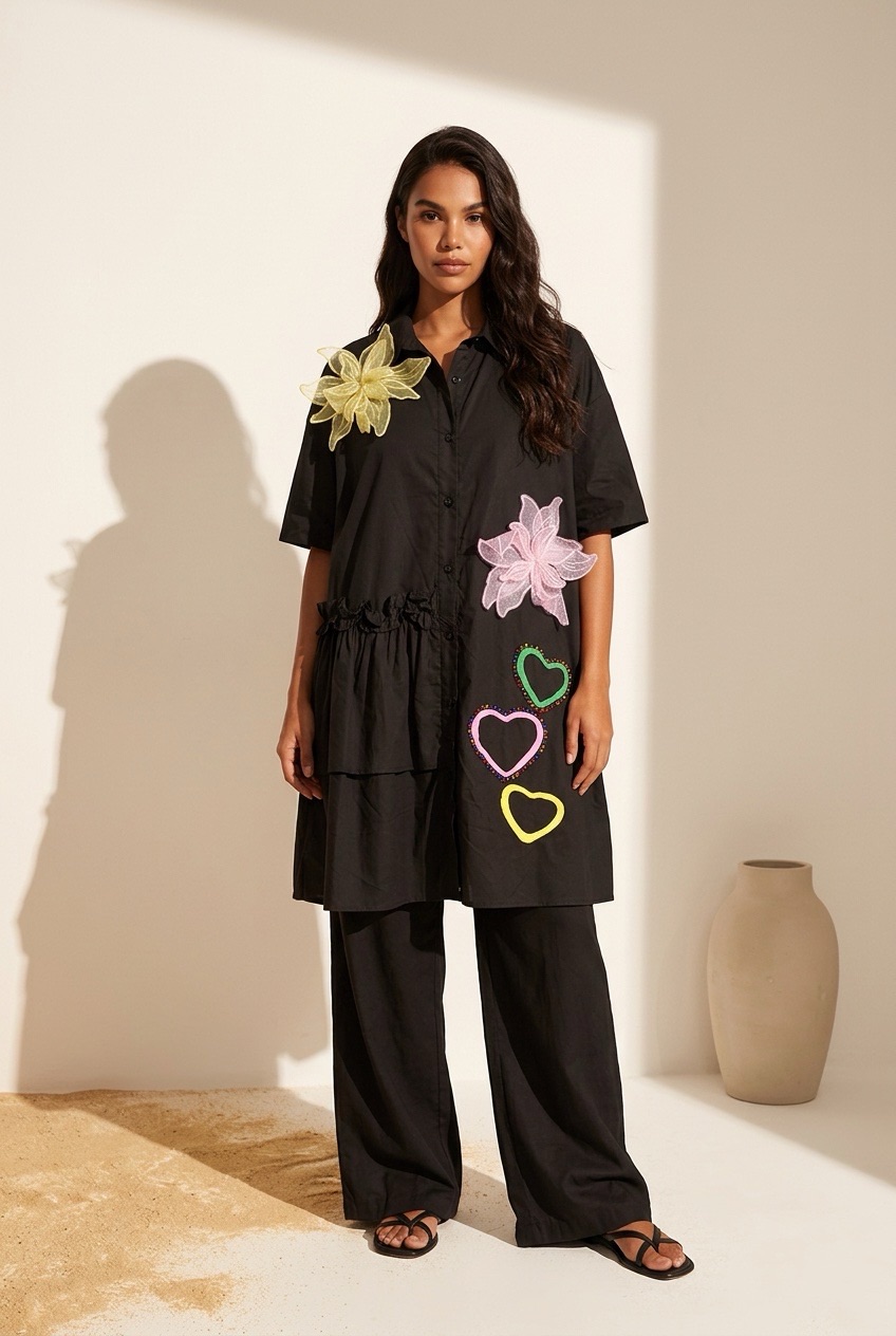 Vestido camisero oversize flor aloha